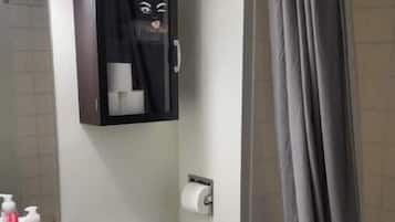 Hair dryer, towels, toilet paper