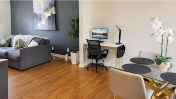 Apartment, 2 Bedrooms, Non Smoking, Kitchen | Living area | 65-inch Smart TV with digital channels, Netflix, Hulu