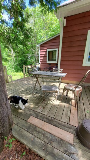 Outdoor dining - Cabin by the stream and near the trails around Lake Millette (Sainte-Adèle)