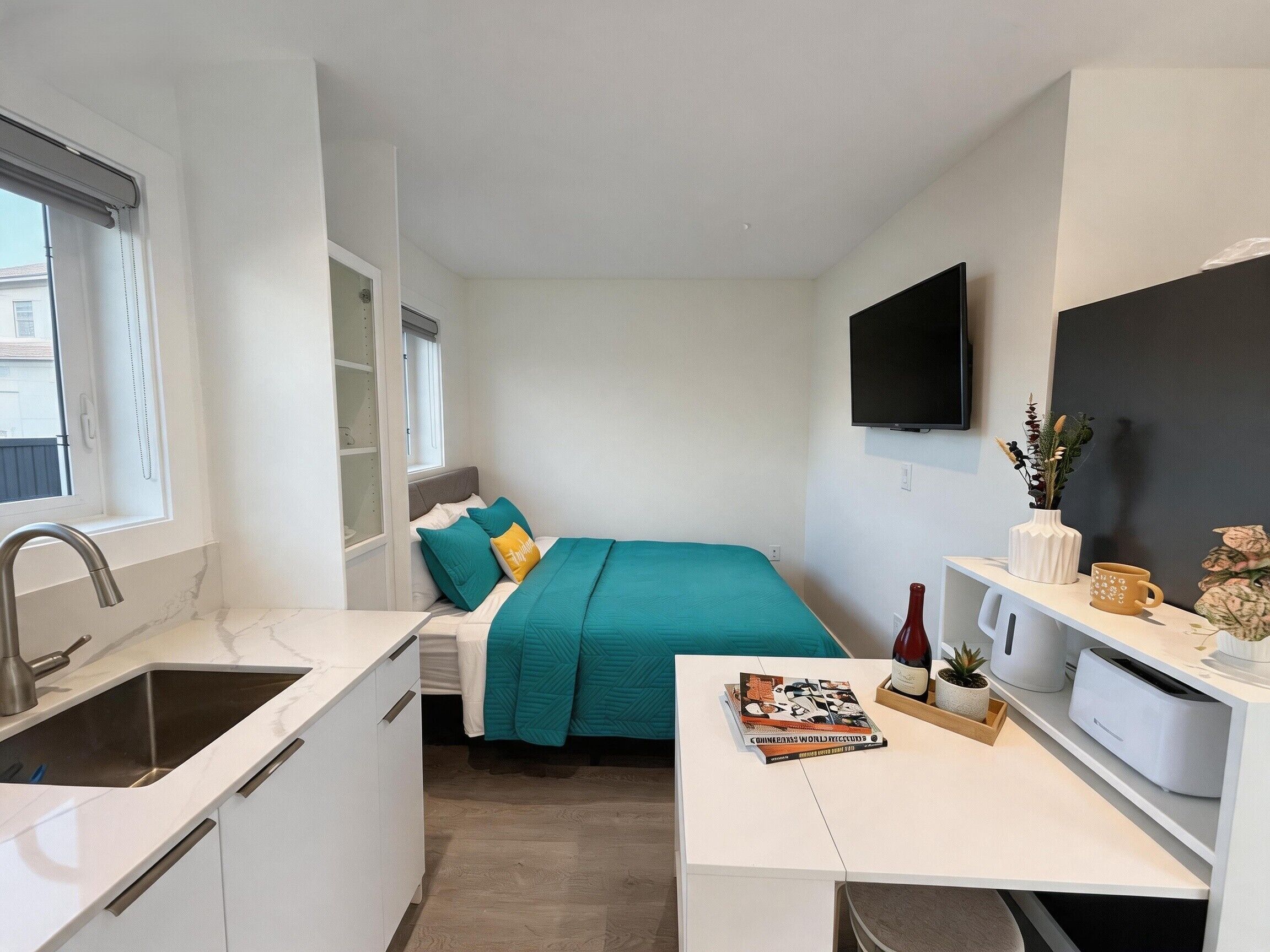Comfort-Studiosuite, 1 Queen-Bett, Nichtraucher, Kochnische | Bettwäsche aus ägyptischer Baumwolle, hochwertige Bettwaren
