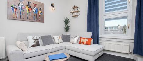 TV connectée, cheminée, chaîne hi-fi