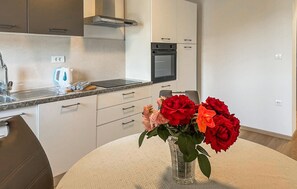 Wasserkocher mit Kaffee-/Teezubehör, Kühlschrank, Ofen, Herdplatte