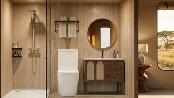 Comfort Double or Twin Room, Garden View | Bathroom | Shower, free toiletries, hair dryer, slippers