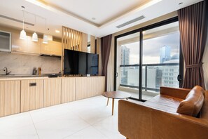 Comfort-Apartment, Stadtblick | Wohnbereich