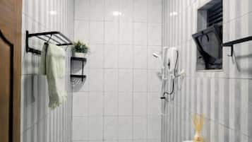 Slippers, towels, soap, toilet paper