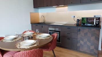 Comfort Apartment | Private kitchen | Espresso maker, coffee/tea maker, electric kettle, toaster