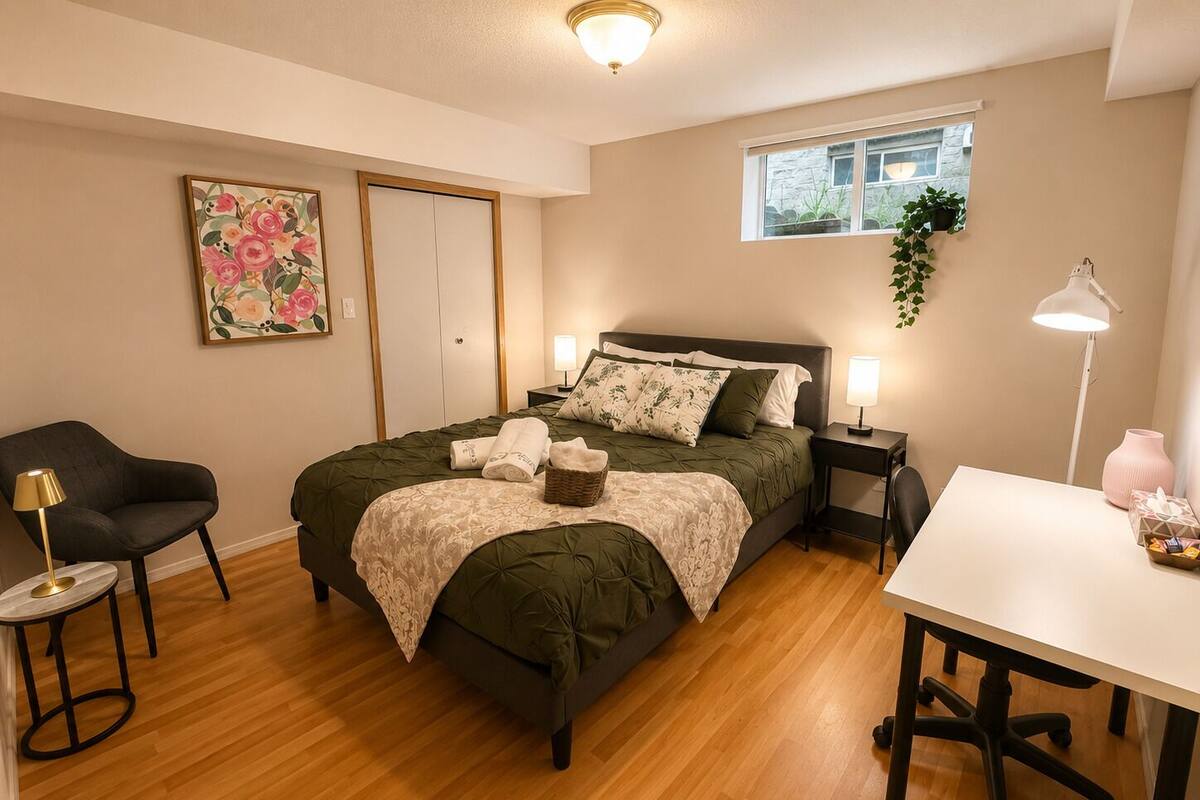 Habitación económica doble, 1 cama de matrimonio | Colchones viscoelásticos y escritorio