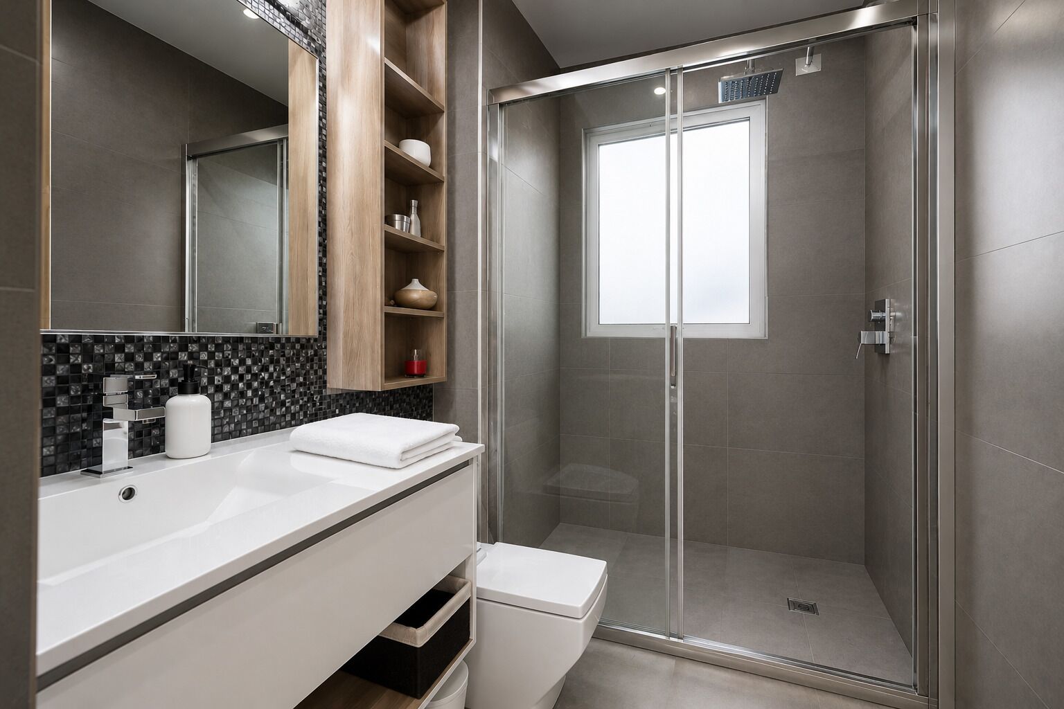 Serviettes fournies, savon, papier toilette