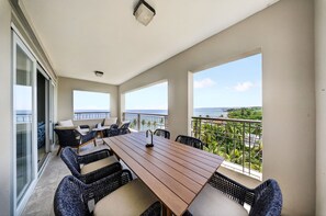 Outdoor dining - Ocean view and Ocean front 3BR condo in serene Aguada with AC for relaxing stays (Aguada)