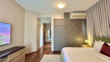 Premium Apartment, City View | Premium bedding, in-room safe, desk, laptop workspace