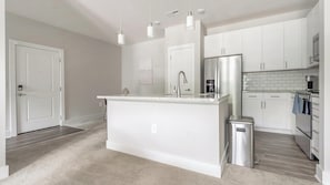Fridge, dining tables - Landing | Stunning 1BD, Gym, Game Room (Charlotte)