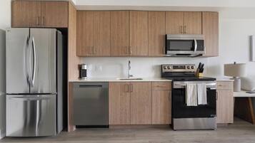 Fridge, dining table