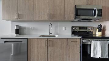 Fridge, dining table