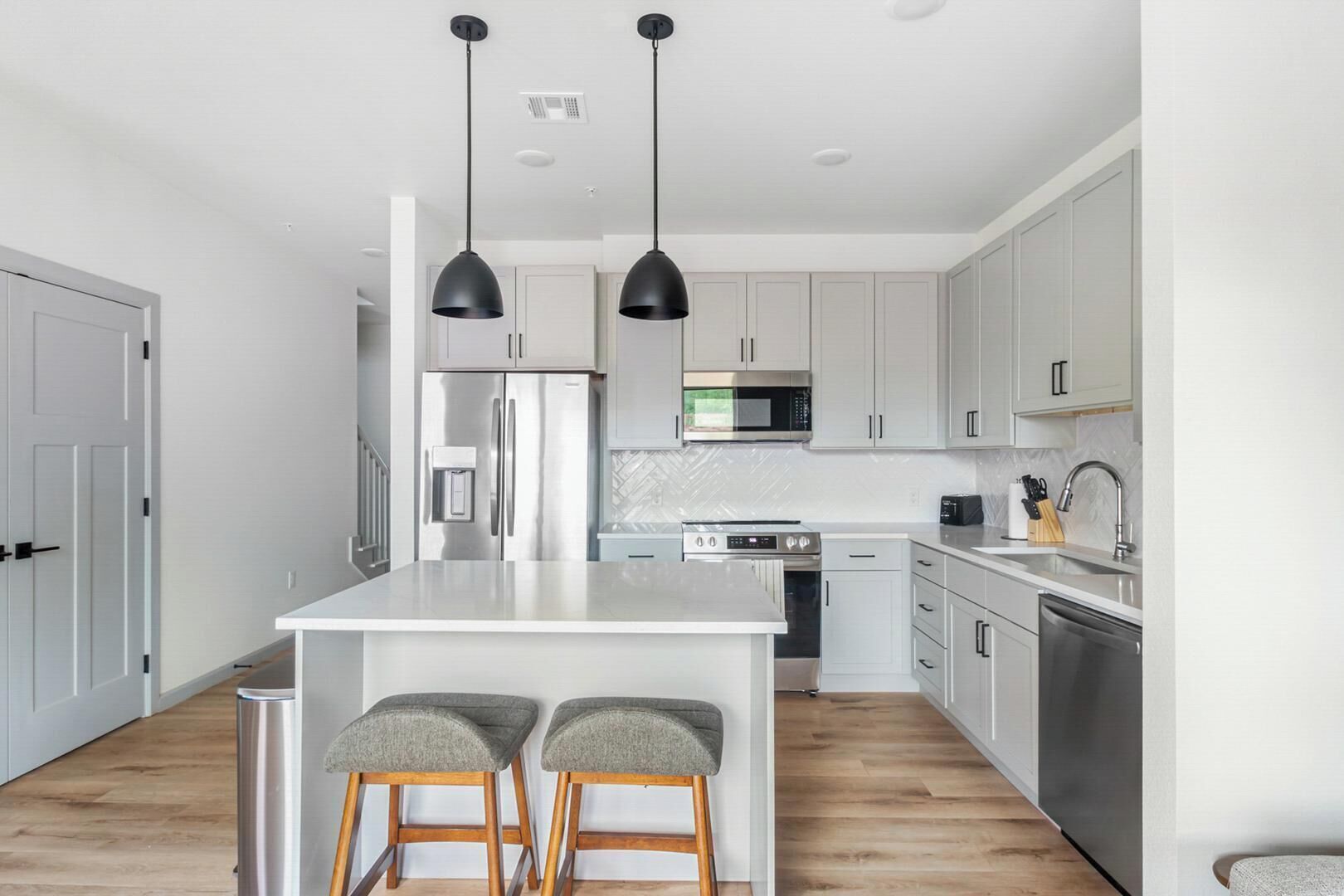 Fridge, dining tables