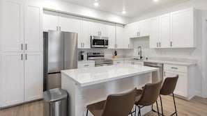 Fridge, dining tables - Landing | Chic 2BD, Clubhouse, Gym (North Las Vegas)