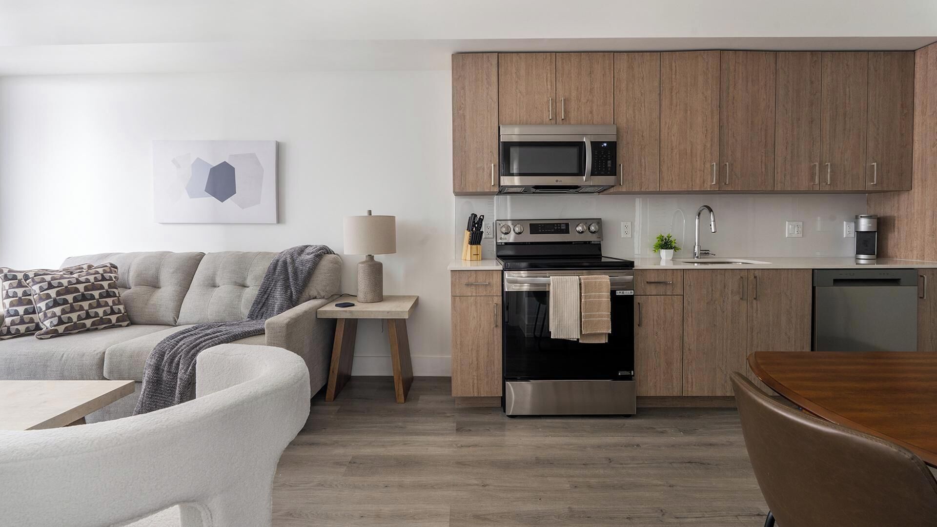 Fridge, dining table