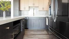 Fridge, dining tables