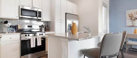 Fridge, dining tables