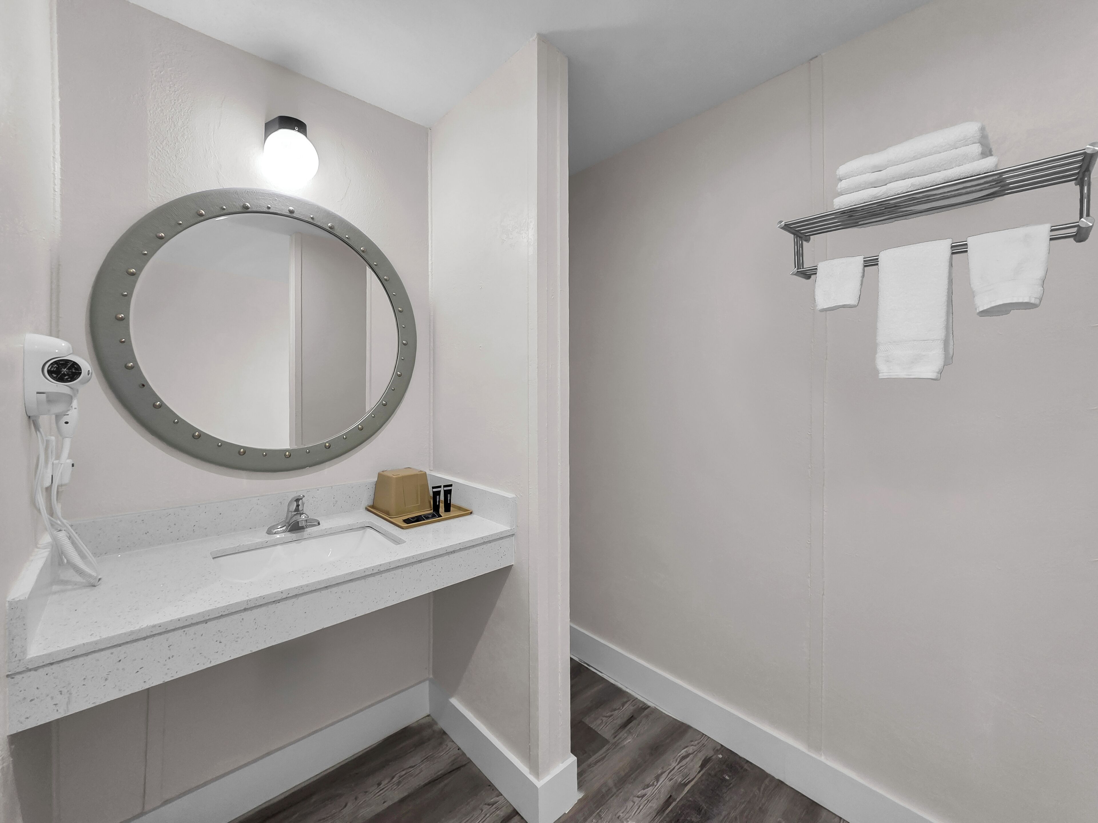 Hair dryer, towels