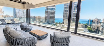The Seaview 3 bedroom penthouse with a large furnished veranda