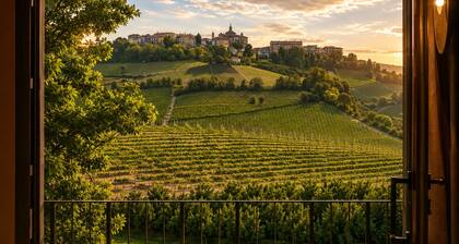 Villa Irene Langhe - Red Suite, First Floor - View of the Monforte and Novello Vineyards