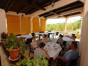 Apartment | Outdoor dining - Pansion Jurko - Superior Double Room With Balcony and Sea View (Pag)