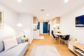 Living area - Modern 2BR with Patio | Christchurch CBD (Christchurch)