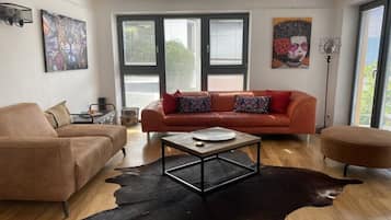 Smart-TV, Kamin, DVD-Player, Bücher
