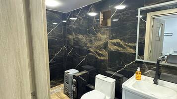 Secador de pelo, toallas, jabón y papel higiénico