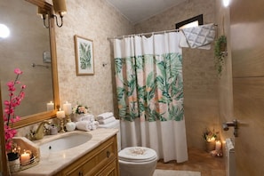 Shower, towels, soap, toilet paper - "El Filali" House (Villaminaya)