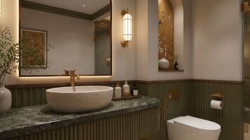 Deluxe Double Room, Balcony, City View | Bathroom