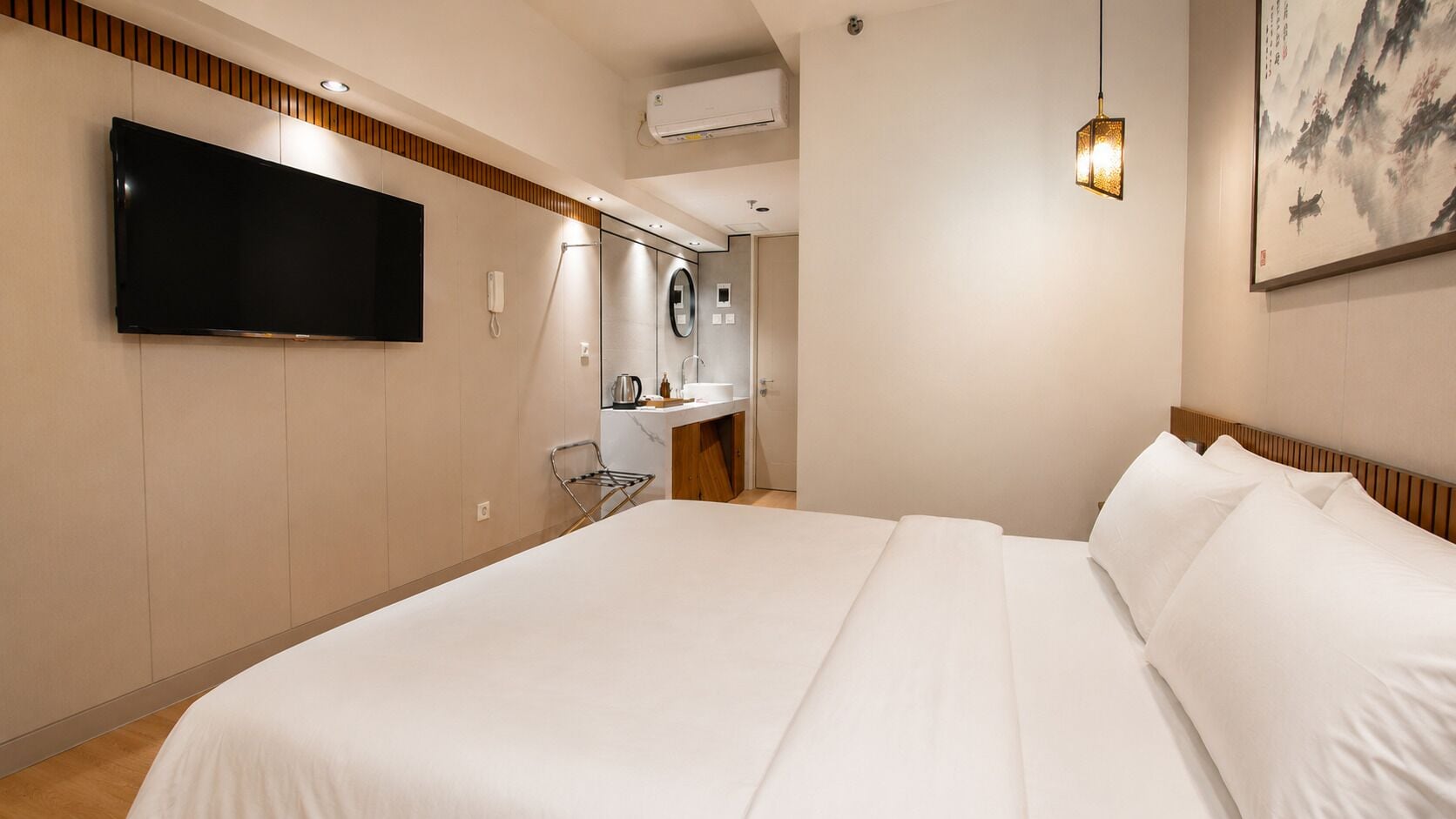 Deluxe tweepersoonskamer, balkon, uitzicht op de stad