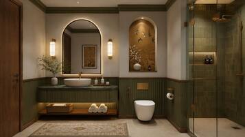 Deluxe Double Room, Balcony, City View | Bathroom
