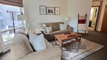 TV, lareira, mesa de pingue-pongue
