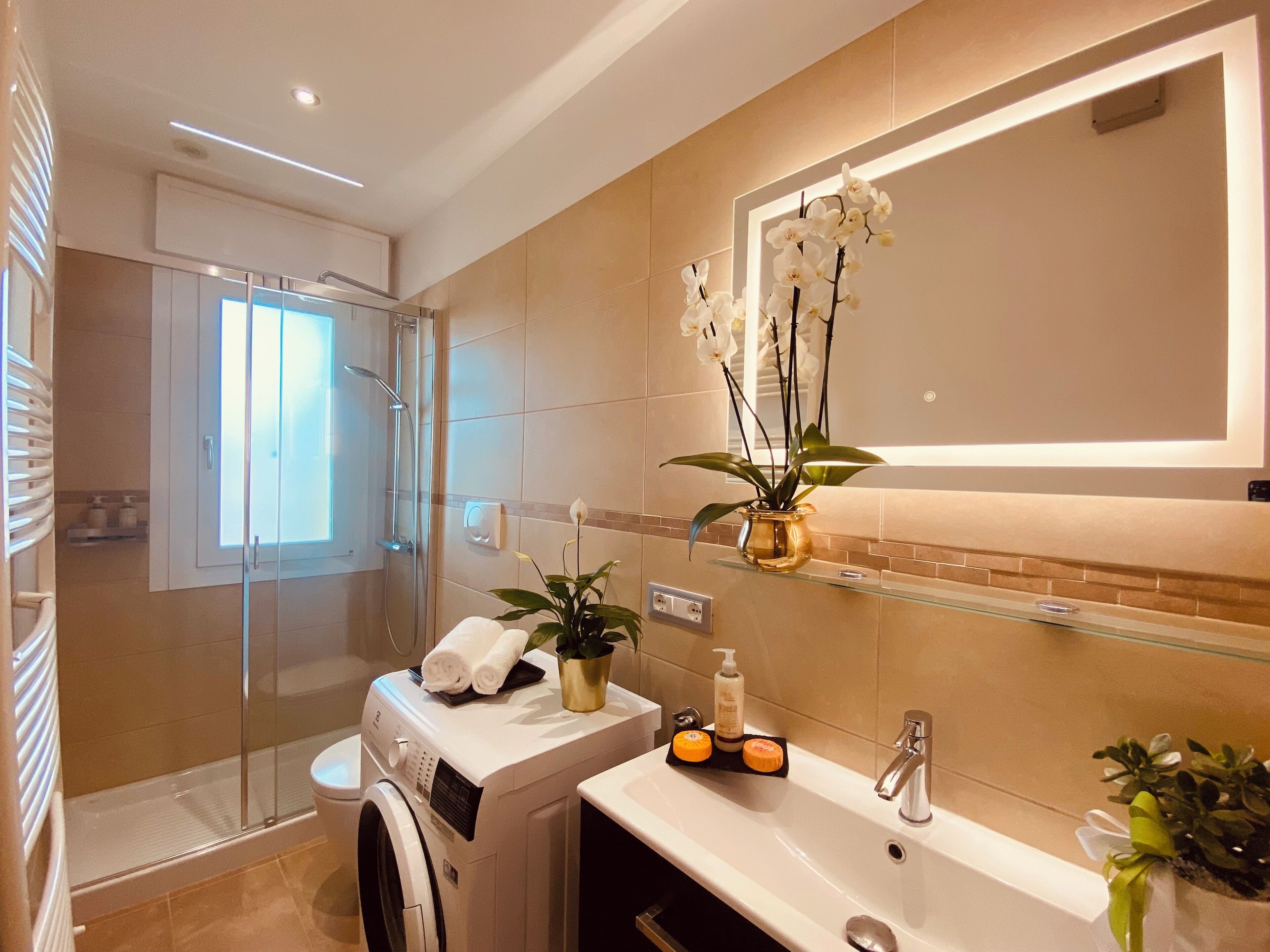 Dusche, Whirlpool, Haartrockner, Bidet