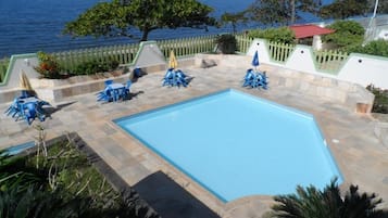 Outdoor pool, pool umbrellas