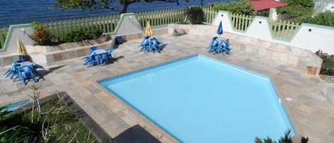 Outdoor pool, pool umbrellas