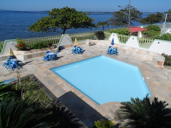 Outdoor pool, pool umbrellas
