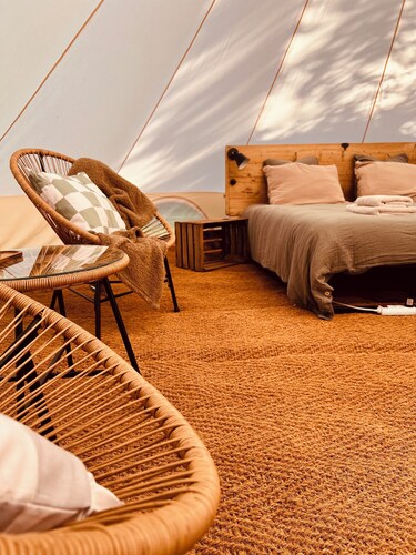 A Comfortable Nature Getaway at Moulin de Saza: Glamping Tent with a Pool