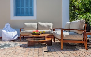 Terrace/patio - Beachfront, Pool, Chic- Live in Style: Pyrgo Villa (Ialisos)
