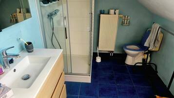 Shower, soap, toilet paper