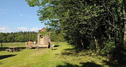 A tiny house in a quiet meadow—the perfect place to unwind. Sauna