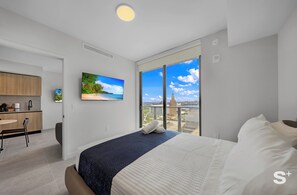 Appart'hôtel, balcon, vue ville | Draps en coton égyptien, literie de qualité supérieure