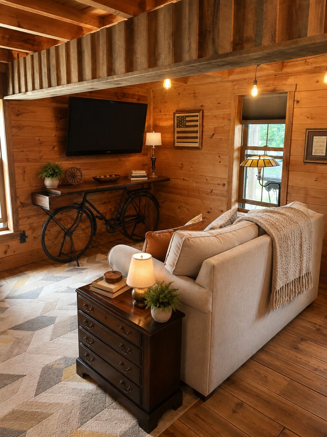 Una Smart TV, una chimenea, libros
