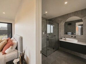 Hair dryer, towels, toilet paper