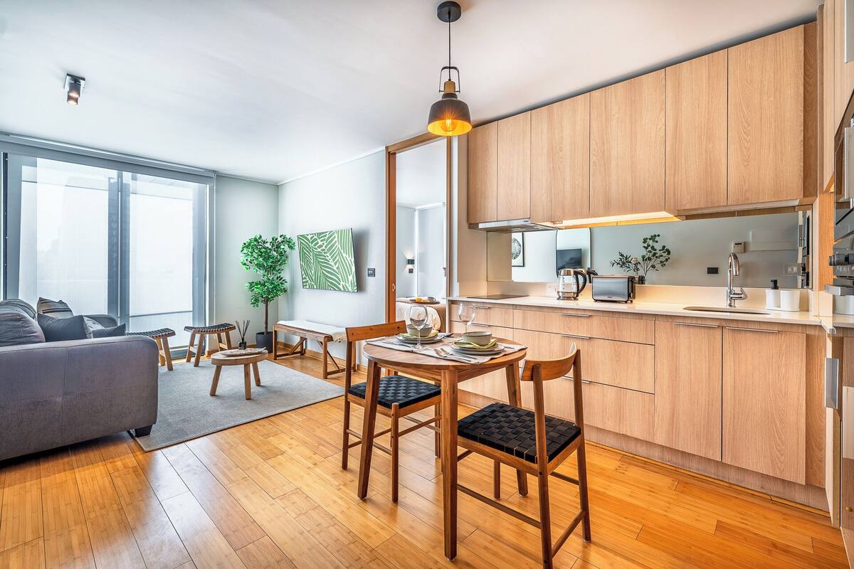 Superior Apartment | Private kitchen | Espresso maker, toaster, highchair, freezer