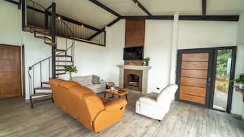TV, fireplace