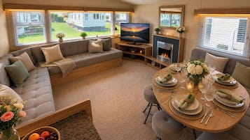 TV, fireplace