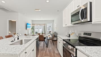 Fridge, microwave, oven, dishwasher