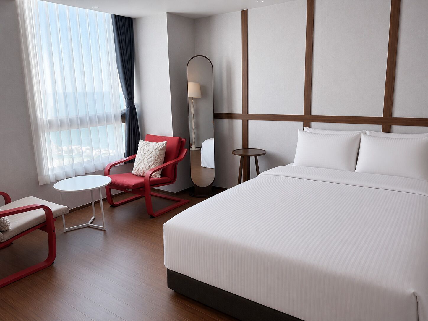 Deluxe Double Room, Non Smoking, Partial Ocean View | Premium bedding, blackout drapes, soundproofing, WiFi (free)